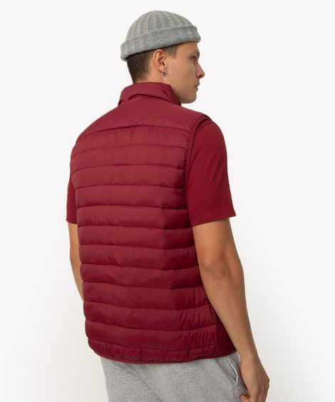 colete básico puffer gola alta vinho