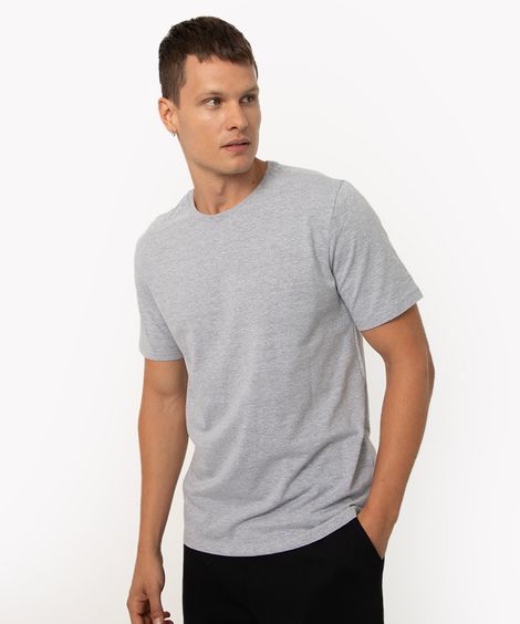camiseta básica de algodão manga curta cinza