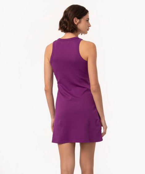 vestido de algodão curto básico decote halter neck roxo