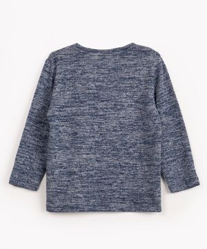 camiseta infantil de tricot dinossauro manga longa azul médio