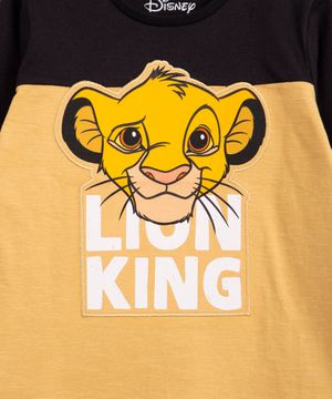 camiseta infantil de algodão simba com recorte manga longa amarela