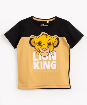 camiseta infantil de algodão simba com recorte manga curta amarela