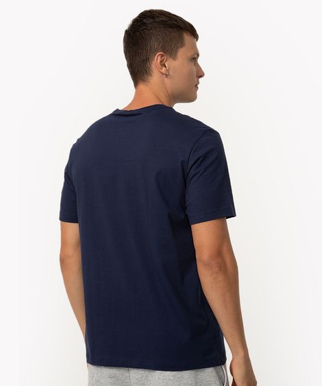 camiseta masculina de algodão básica manga curta azul