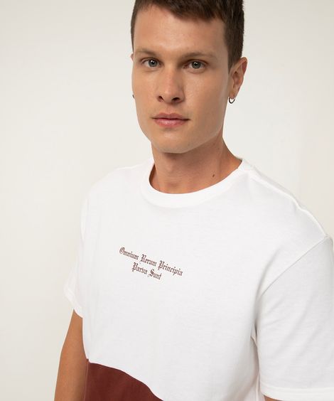camiseta de algodão com recorte manga curta off white