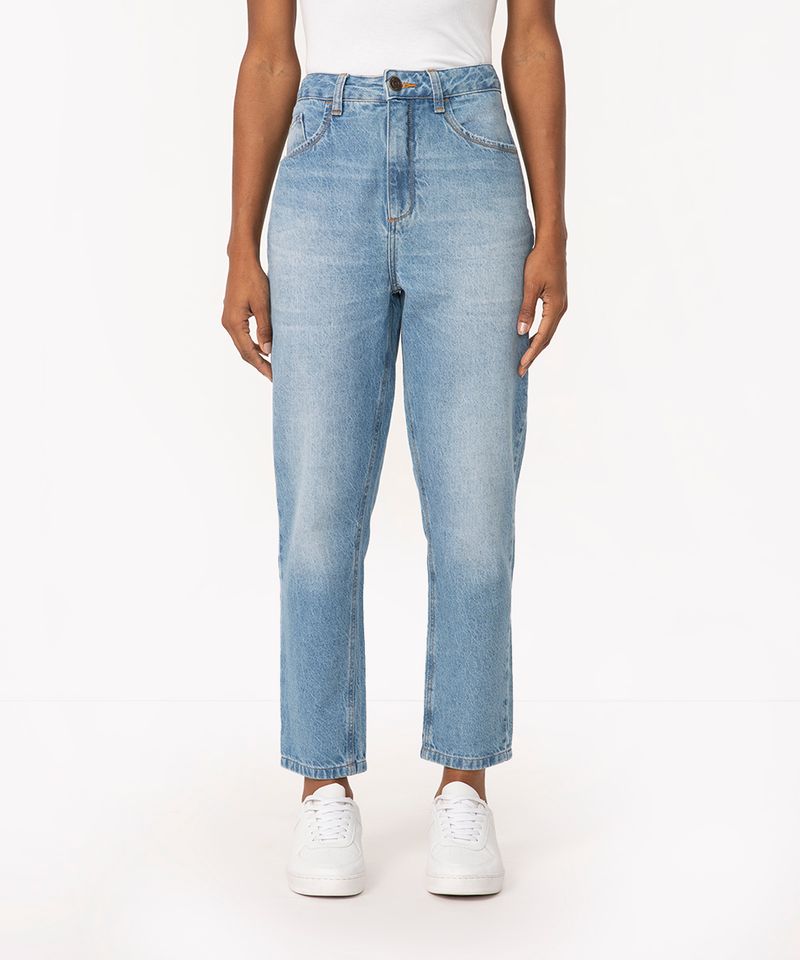 Calça Cropped Jeans Sawary Slim Pregas Azul