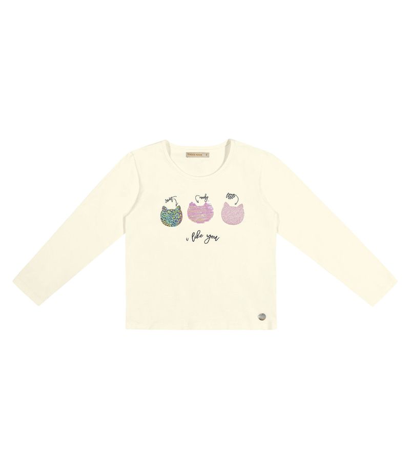 blusa de algodão infantil luluca manga longa azul - C&A