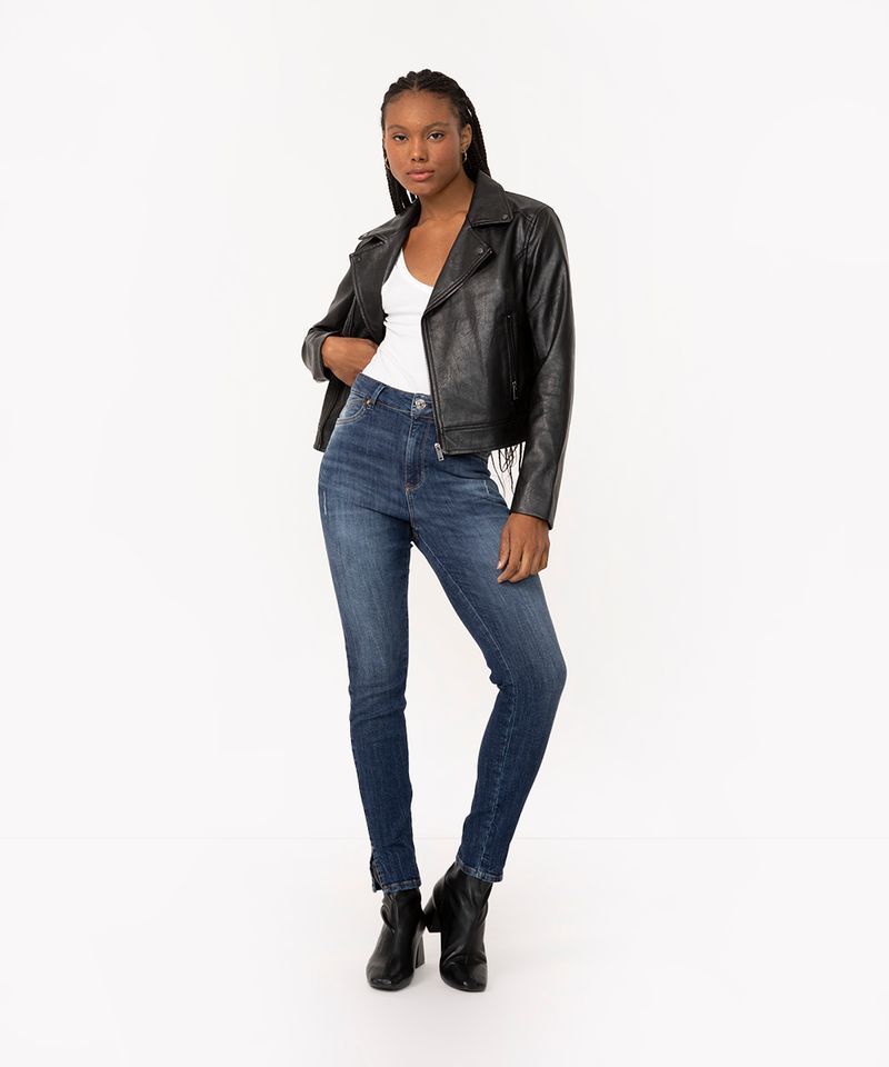 Calça Jeans Skinny 375 Cintura Alta Cós Alto Feminina Qualidade Premium Com  Bolsos Algodão Azul Azul Marinho - Faz a Boa!