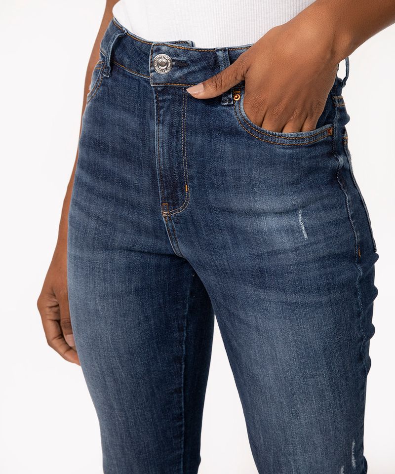Calça Jeans Skinny Versátil * Escuro, Bolsos Slim Fit e Botão Abotoado  Calças Jeans Casual, Calça Jeans Feminina e Roupas
