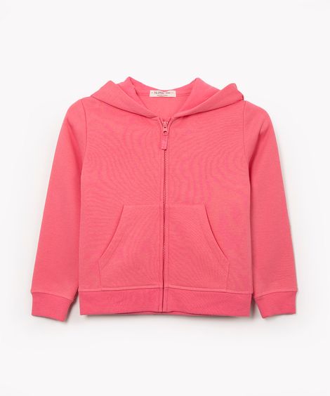 blusão infantil de moletom com capuz pink