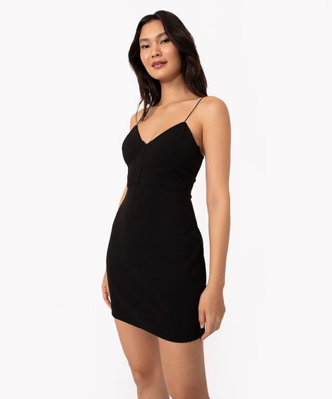 vestido corset alça fina preto