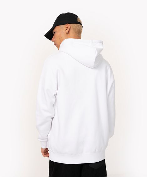 blusão de moletom oversized com capuz e bolso caguru branco
