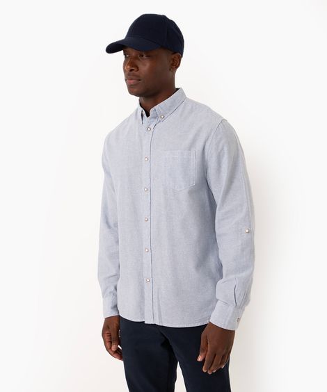 camisa comfort manga longa azul médio