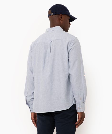 camisa comfort manga longa azul médio