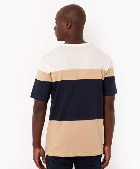 camiseta de algodão com recortes manga curta bege