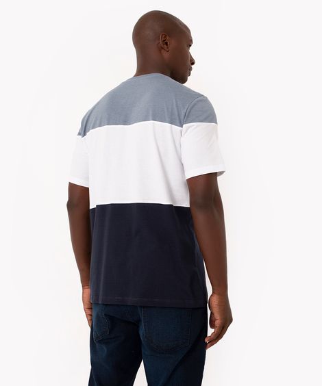 camiseta de algodão com recortes manga curta azul marinho