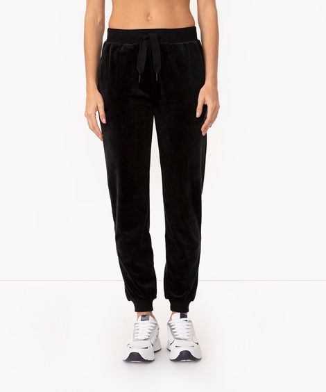 calça de plush jogger cintura alta esportiva preto