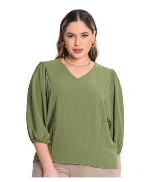 Blusa Manga 7/8 Air Flow Poa Secret Glam Verde