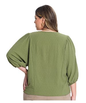 Blusa Manga 7/8 Air Flow Poa Secret Glam Verde