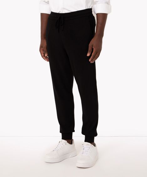 calça relaxed slim de tricô preta
