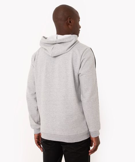 blusa de moletom com capuz esportivo cinza mescla