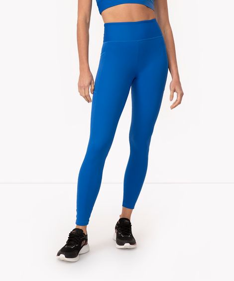 calça legging cós largo com bolsos esportiva azul