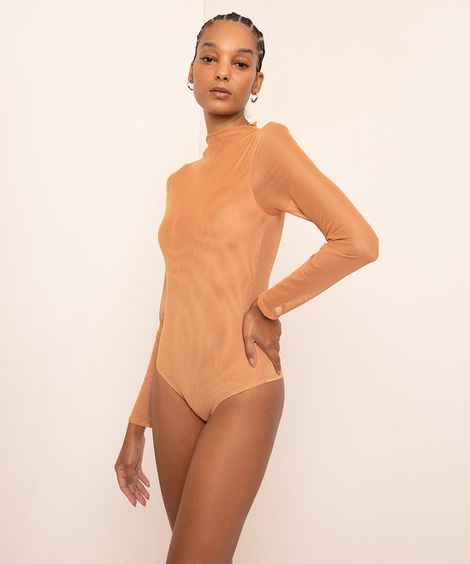 body de tule manga longa mindset bege