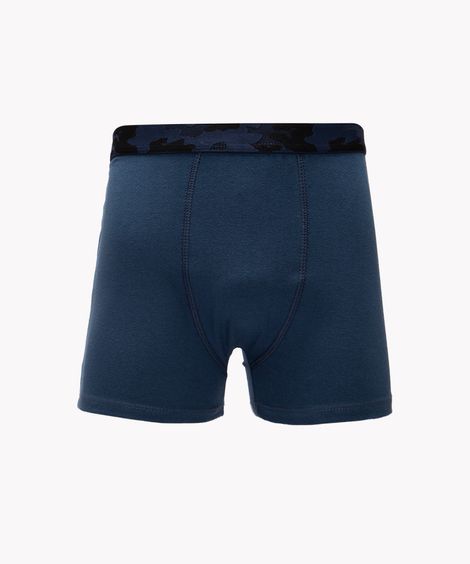 cueca boxer de algodão camuflado azul marinho