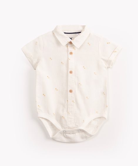 body camisa infantil de algodão manga curta off white