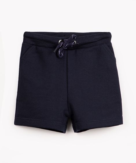 short infantil cós com cordão azul marinho