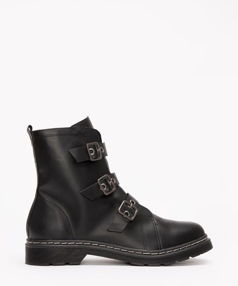 bota cano médio fivelas via uno preto