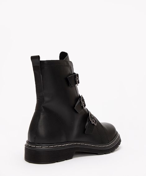 bota cano médio fivelas via uno preto