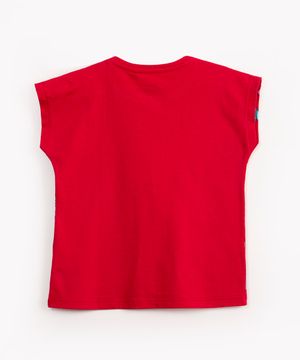 blusa infantil de algodão manga curta mônica e sansão vermelho