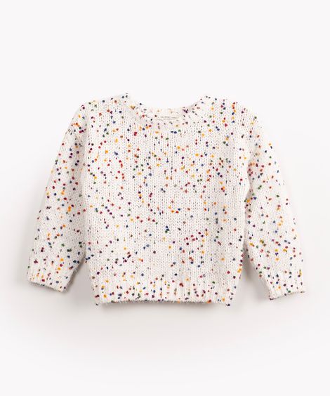 suéter infantil de tricô bolinha off white