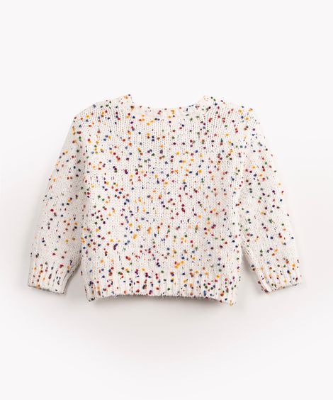 suéter infantil de tricô bolinha off white