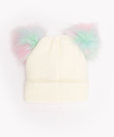 kit gorro infantil unicórnio com luva branco