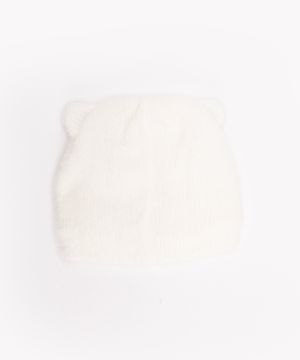 gorro infantil de tricot ursinho paetês  branco