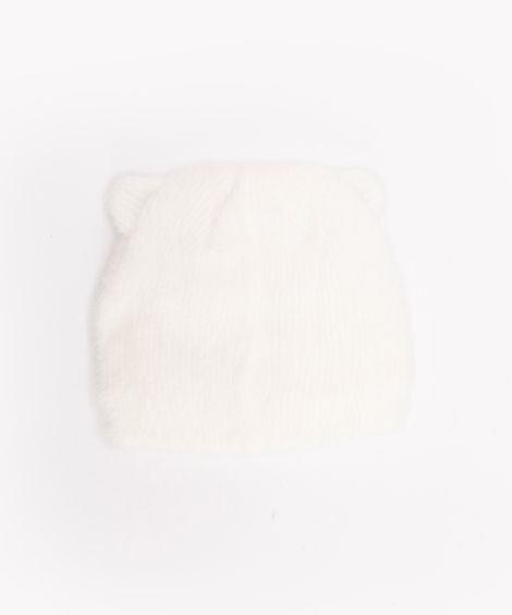 gorro infantil de tricot ursinho paetês  branco