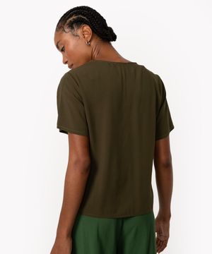 blusa decote v chalis verde militar