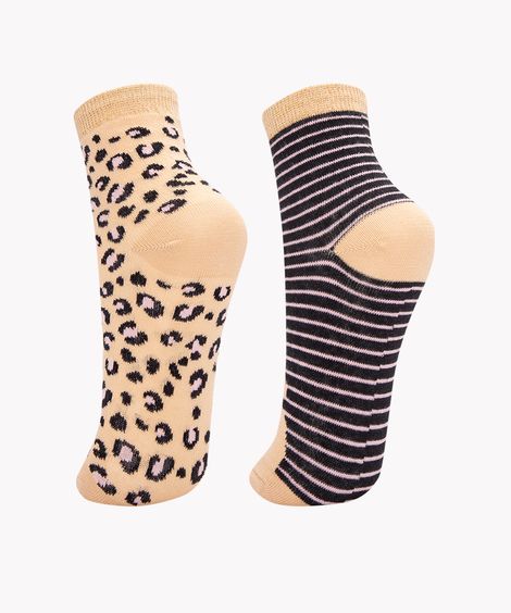 kit de 2 pares de meias infantis cano médio com brilho multicor