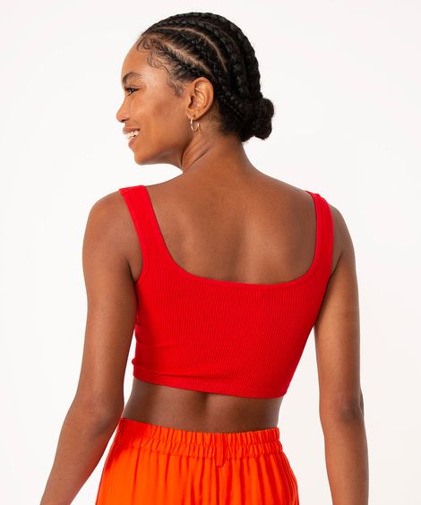 cropped básico de poliamida areia - vermelho escuro