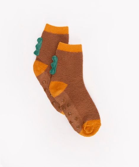 Meia infantil de fleece dinossauro spikes