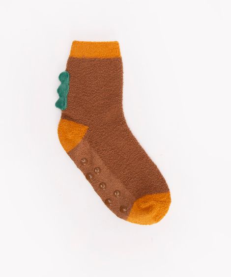 Meia infantil de fleece dinossauro spikes