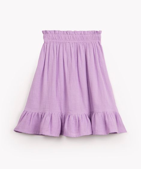 saia midi infantil texturizada botões lilás