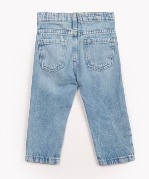 calça jeans infantil slim com bolsos azul claro