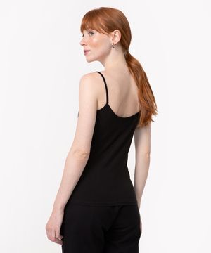 blusa de algodão peruano alça fina preta