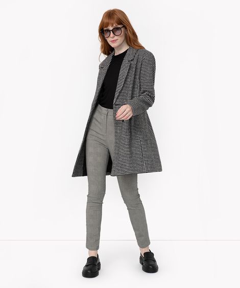 calça skinny alfaiatada cintura super alta com elástico cinza