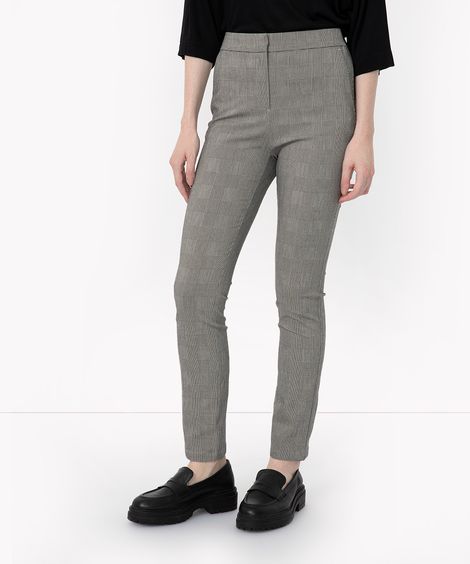 calça skinny alfaiatada cintura super alta com elástico cinza