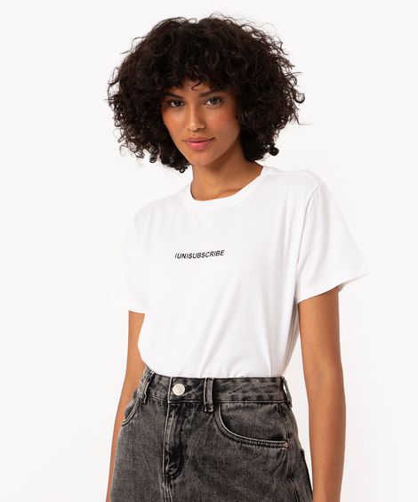camiseta de algodão un subscribe manga curta off white