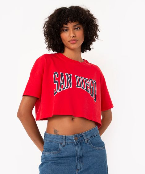 cropped de algodão san diego manga curta vermelho