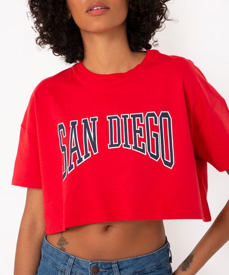 cropped de algodão san diego manga curta vermelho